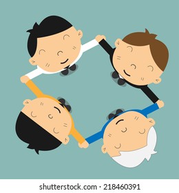 Business people holding hands to form a circle