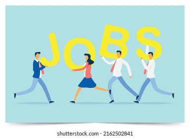 Business people holding jobs with connection, Vector illustration design
