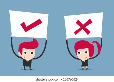  business people holding sign, cartoon vector.