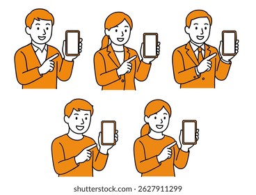 Business People Holding Smartphones Illustration