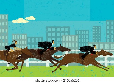Business people horse racing 