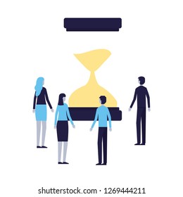 business people with hourglass time