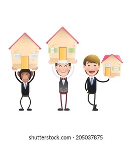 Business people with house over isolated white background 