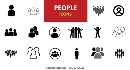 Business people, human resources, office management - thin line web icon set. Outline icons collection. Simple vector illustration