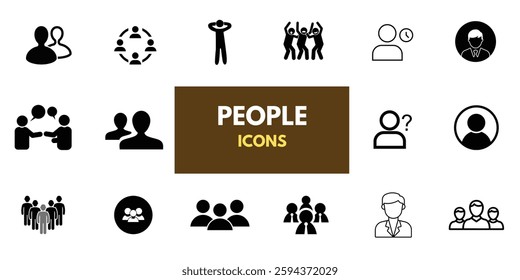 Business people, human resources, office management - thin line web icon set. Outline icons collection. Simple vector illustration