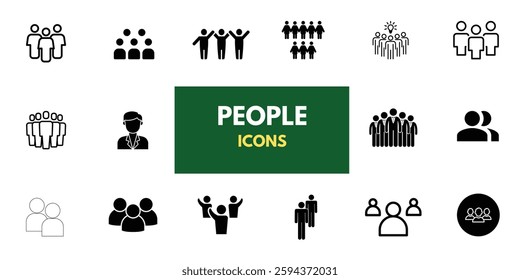 Business people, human resources, office management - thin line web icon set. Outline icons collection. Simple vector illustration