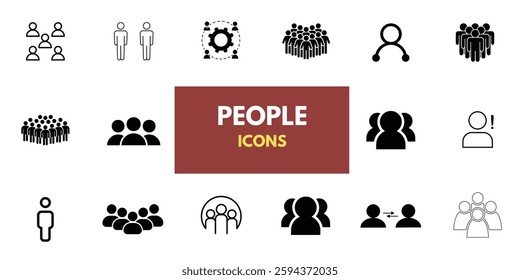 Business people, human resources, office management - thin line web icon set. Outline icons collection. Simple vector illustration