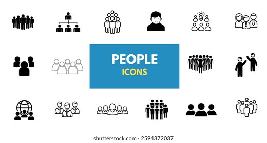 Business people, human resources, office management - thin line web icon set. Outline icons collection. Simple vector illustration