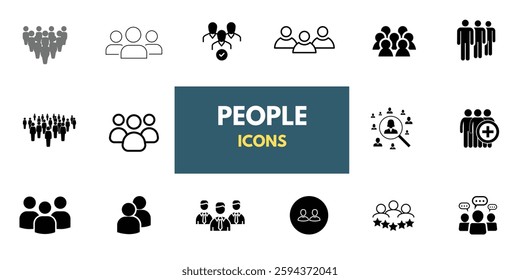 Business people, human resources, office management - thin line web icon set. Outline icons collection. Simple vector illustration