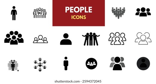 Business people, human resources, office management - thin line web icon set. Outline icons collection. Simple vector illustration