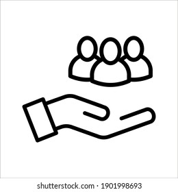 Business people icon, An inclusive workplace. Employee’s Protection Filled Outline icon vector illustration on white background