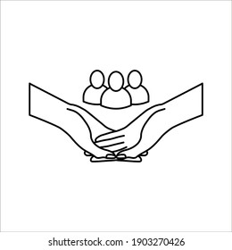 Business people icon, An inclusive workplace. Employee’s Protection Filled Outline icon vector illustration on white background