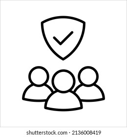 Business people icon, An inclusive workplace. Employee’s Protection Filled Outline icon vector illustration on white background