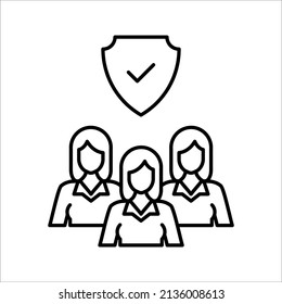 Business people icon, An inclusive workplace. Employee’s Protection Filled Outline icon vector illustration on white background