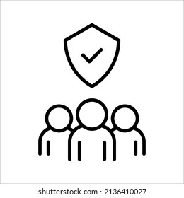 Business people icon, An inclusive workplace. Employee’s Protection Filled Outline icon vector illustration on white background