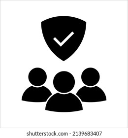 Business people icon, An inclusive workplace. Employee’s Protection Filled Outline icon vector illustration on white background
