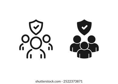 Business people icon, An inclusive workplace. Employee s Protection Filled Outline icon vector illustration on white background