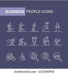 Business people icon set simple line flat illustration