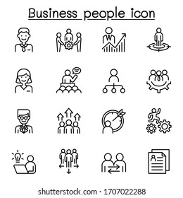 Business people icon set in thin line style