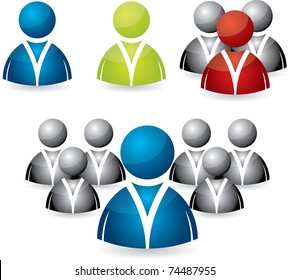 Business people icon set in various colors
