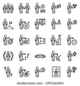Business People icon set - vector illustration . businessman, investor, leader, business, people, thin line icons .