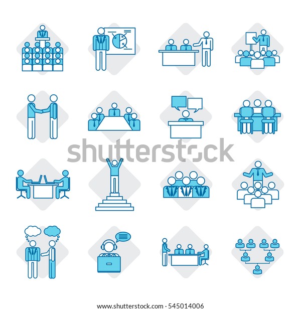 Business People Icon Set Vector Illustration Leadership Training Meeting And Corporate Career