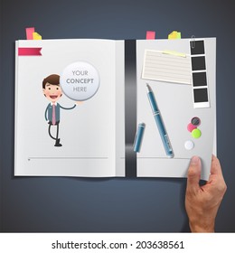 business people with icon web printed on book