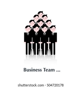 Business people icon,pictogram.Concept teamwork, business team,over white with text Business team,in flat style