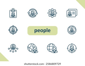 Business people icons. Businesswoman, woman, people, job, career vector icon set-01