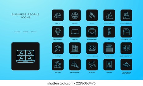 Business people icons collection with black filled line style. money, technology, finance, idea, strategy, teamwork, management. Vector illustration