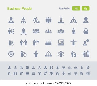 Business People Icons. Granite Icon Series. Simple Glyph Stile Icons Optimized For Two Sizes.