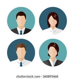 Business people icons isolated on white background. Circle avatar collection. Modern flat style design