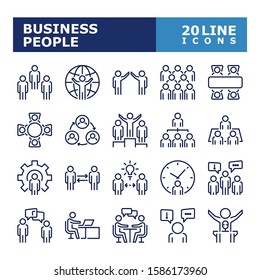 Business people icons. Business people line icon set. Vector illustration.