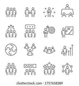 Business People Icons  Line Vector Illustrations  Pixel Perfect , Teamwork, Manager, Meeting