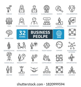 Business People Icons Pack. Thin Line Icons Set. Flat Icon Collection Set. Simple Vector Icons