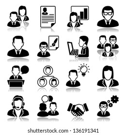 business people Icons with reflection