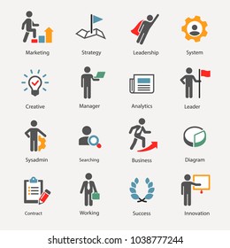 Business and people icons set
