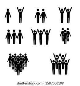 Business people icons set. Contains such icon as meeting, team, discussion, presentation and more. Modern emblem teamwork and leader. Management and business, company label. Flat vector illustration.
