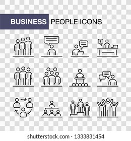 Business people icons set isolated simple line flat illustration.