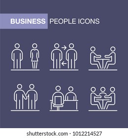Business people icons set simple line flat illustration.
