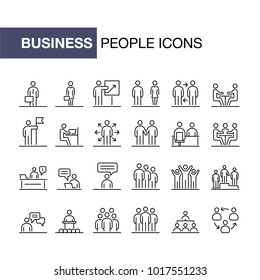 Business people icons set simple line flat illustration.