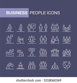 Business people icons set simple line flat illustration.