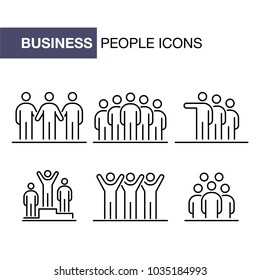 Business people icons set simple line flat illustration.