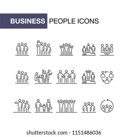 Business people icons set simple line flat illustration.