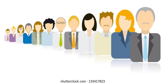 Business people icons team / Endless queue