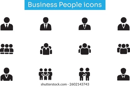 Business people icons, team work silhouette icon set collection vector illustration