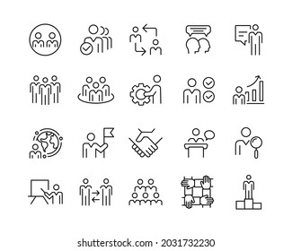 Business People Icons - Vector Line Icons. Editable Stroke. Vector Graphic