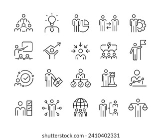 Business People Icons - Vector Line. Editable Stroke.