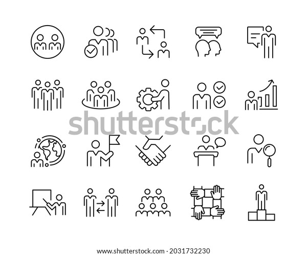 Business People Icons - Vector Line Icons.\
Editable Stroke. Vector\
Graphic