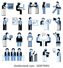business people icons, working people in office situations